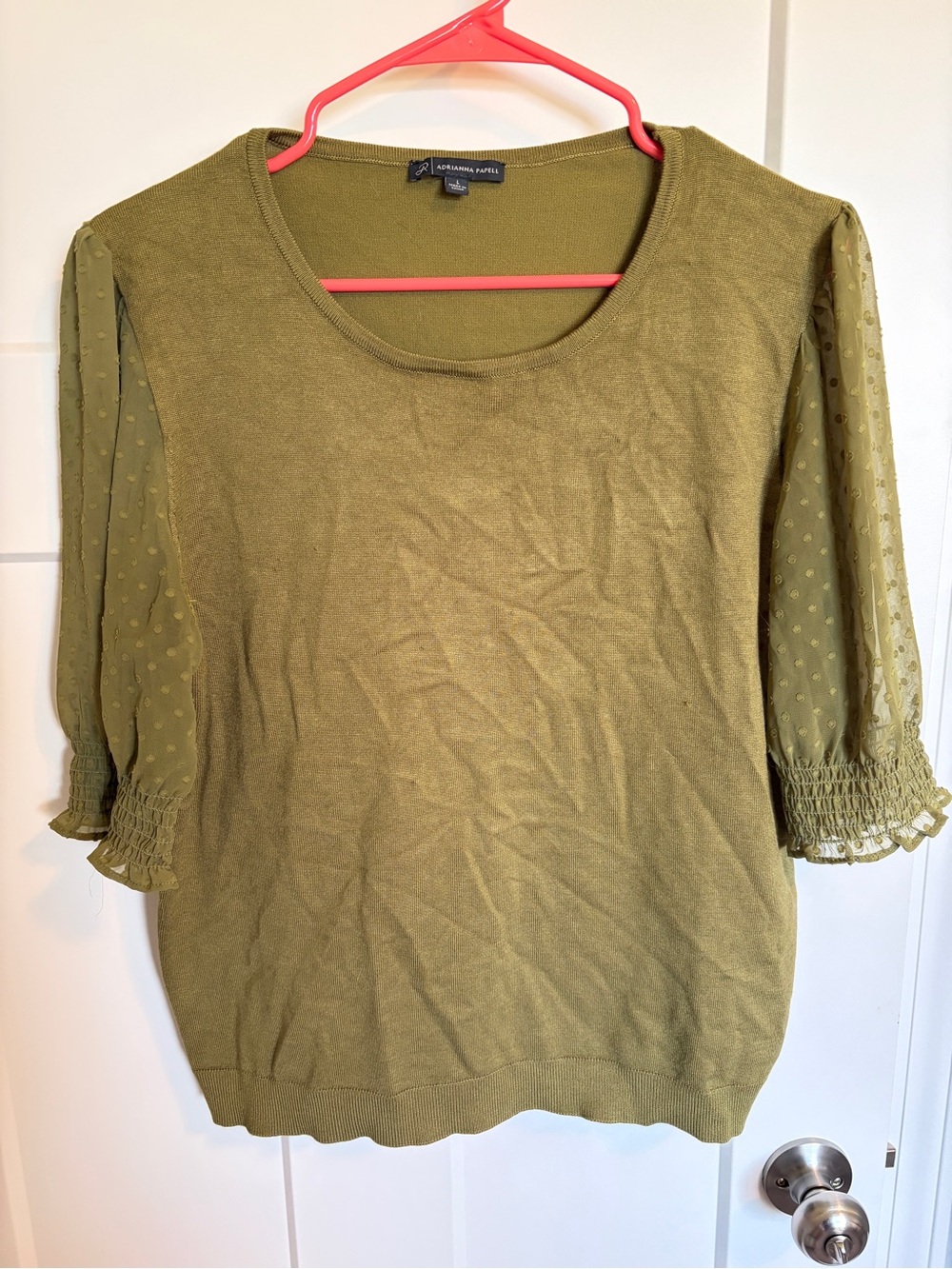 Adrianna Papell Women’s Olive Green Blouse Large